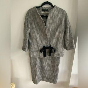 Talbots Gray Dress with Black Bow Accent